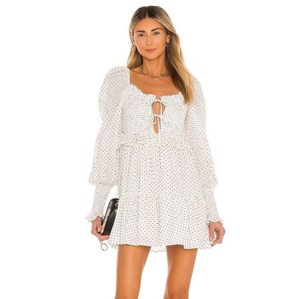 White Smocked Square Neck Mini Dress
